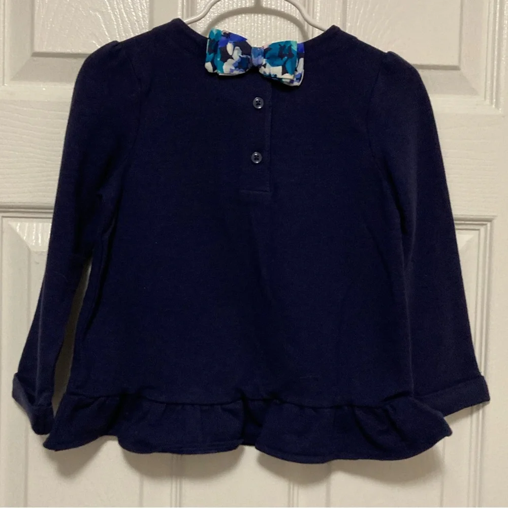 *Gymboree New Navy Blue Embroidered Butterfly Kids Long Sleeve Size 3T Top #X